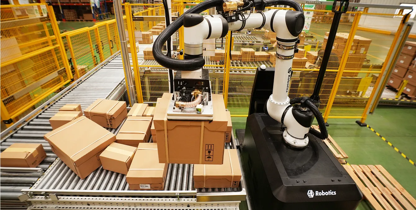 RockyLight Mobile Manipulation Robot performs mixed case palletizing for a top-tier electrical equipment supplier