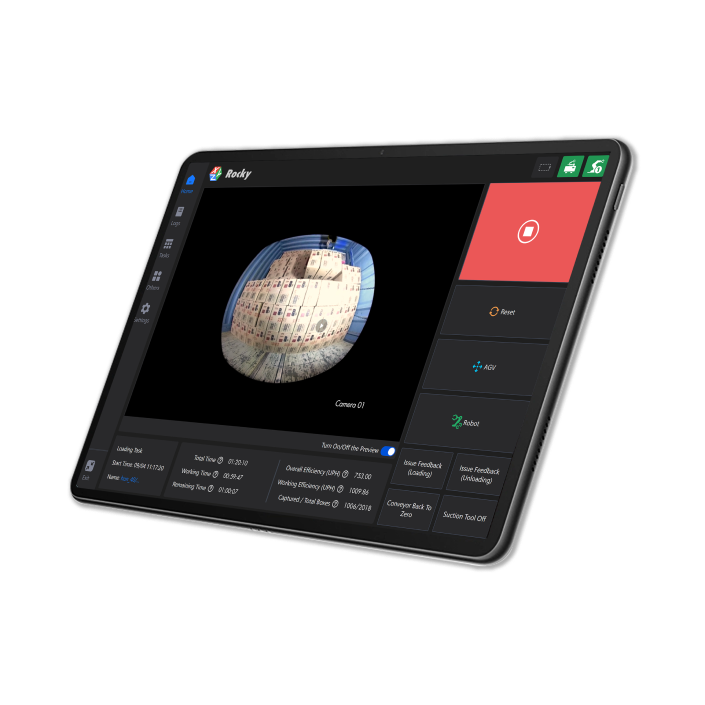La HMI permite control sencillo y monitoreo en tiempo real de robots Rocky en operaciones de almacén